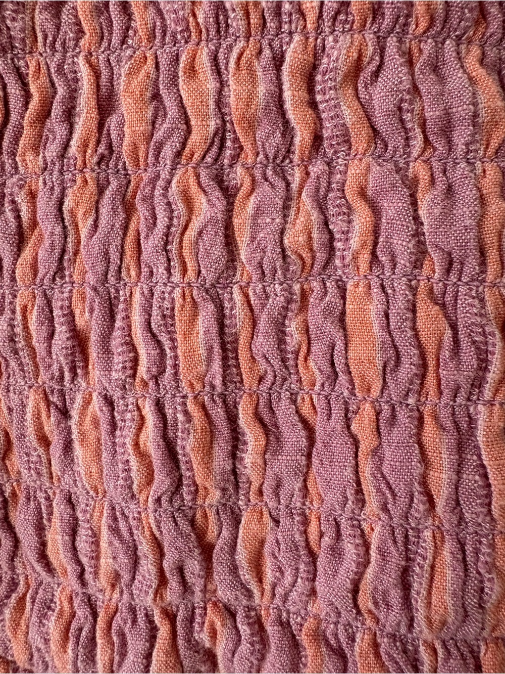 American Eagle Pink and Peach Striped Smocked Bodice Midi Dress - Picture 6 of 8